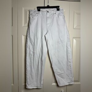 American Eagle White Stretch Barrel Denim Jeans